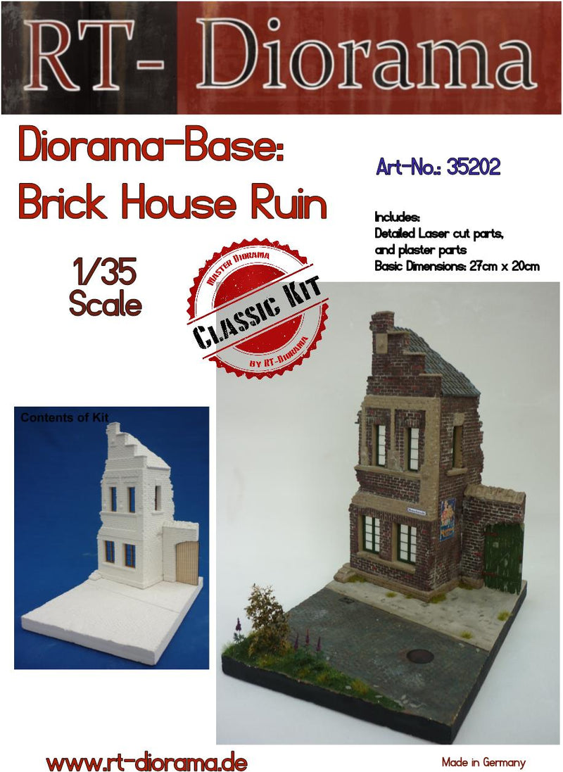 RT DIORAMA 35202 Diorama-Base:Brick House Ruin (Upgraded Ceramic Version)