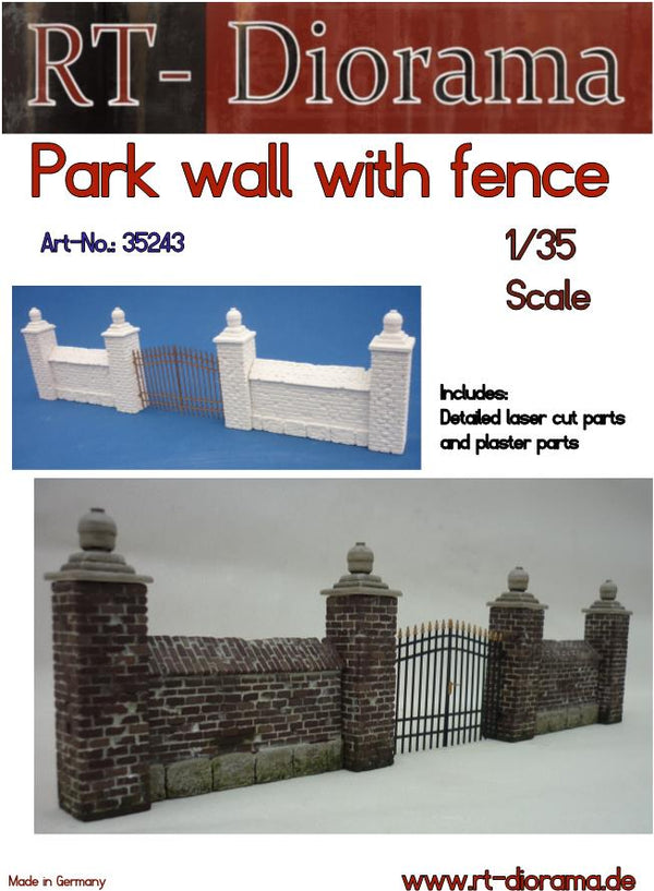 RT DIORAMA 35243 1/35 Park Wall with Fence (Upgraded Ceramic Version)