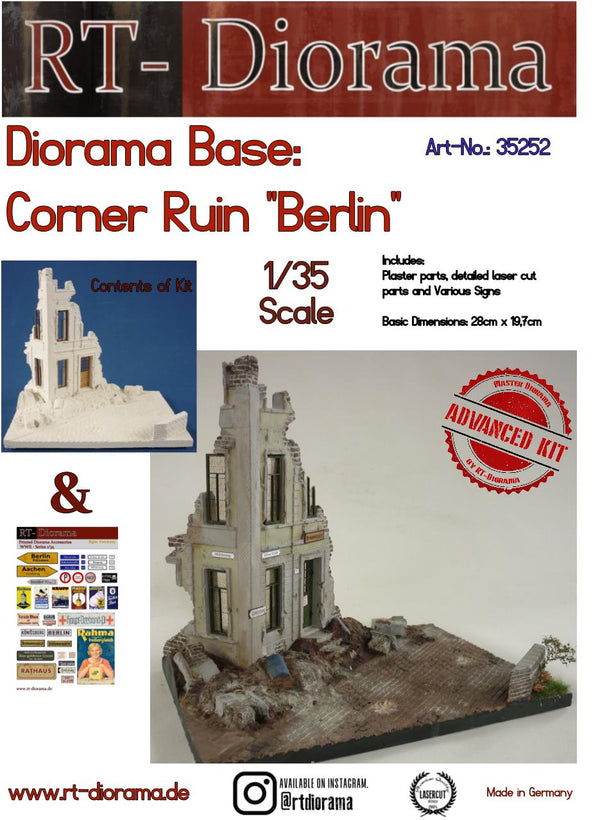 RT DIORAMA 35252 1/35 Diorama-Base: Corner Ruin Berlin (Upgraded Ceramic Version)