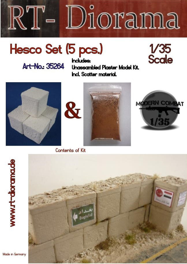 RT DIORAMA 35264 1/35 Hescos Set (5 pcs) (Upgraded Ceramic Version)