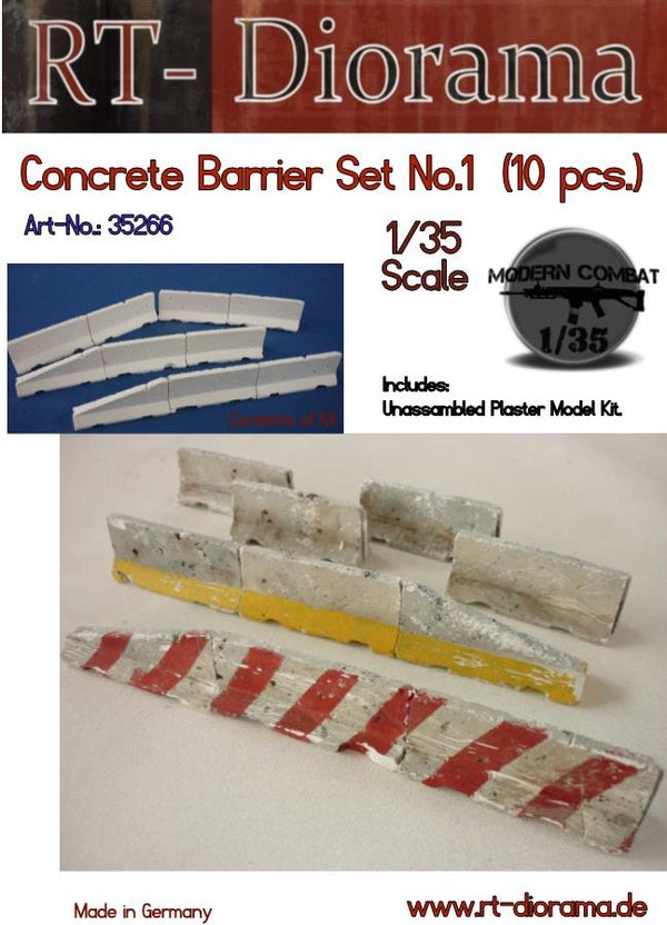 RT DIORAMA 35266 1/35  Concrete barrier Set No.1 (10 pcs) (Upgraded Ceramic Version)