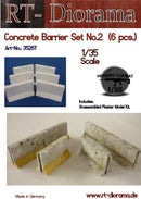RT DIORAMA 35267 1/35  Concrete barrier Set No.2 (6 pcs) (Upgraded Ceramic Version)