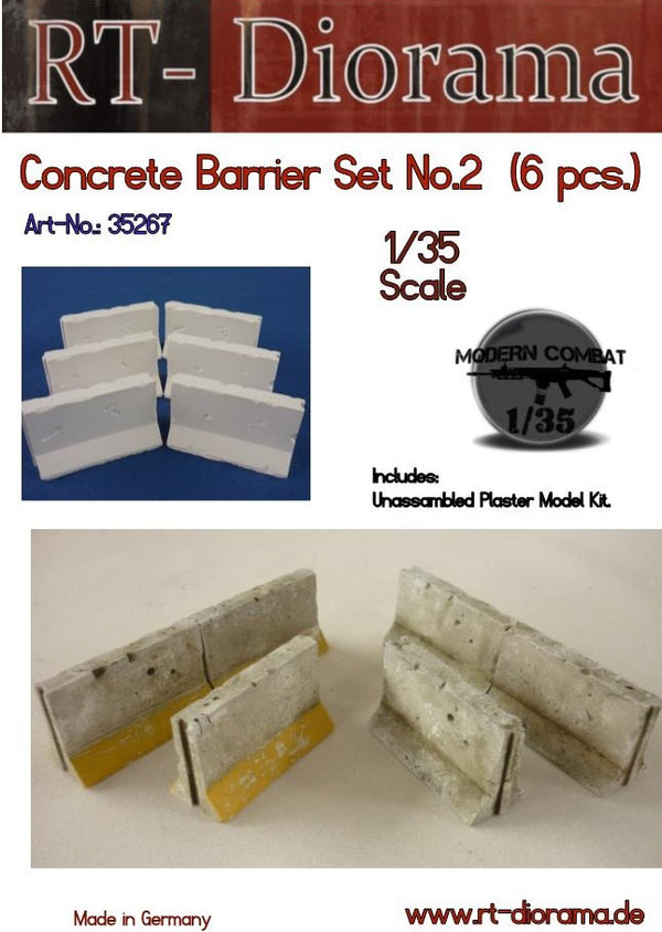 RT DIORAMA 35267 1/35  Concrete barrier Set No.2 (6 pcs) (Upgraded Ceramic Version)