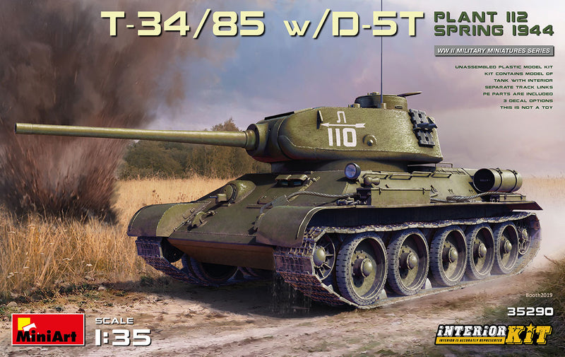 MiniArt 35290 1/35 T-34/85 w/D-5T Plant 112 Spring 1944 - Full Interior Kit