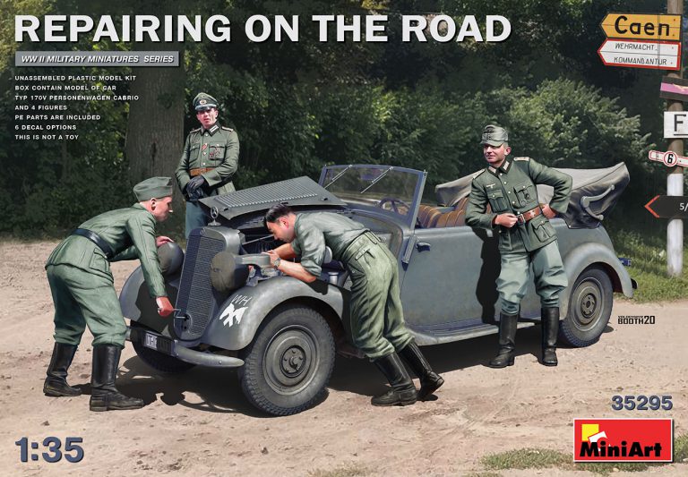 MiniArt 35295 1/35 Repairing on the Road (Typ 170V Personenwagen Cabrio & 4 Figures)