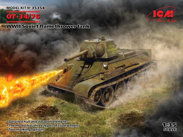 ICM 35354 1/35 ОТ-34/76, WWII Soviet Flamethrower Tank