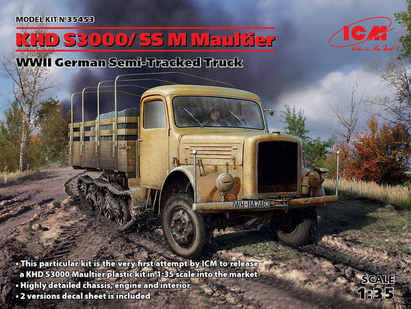 ICM 35453 1/35 KHD S3000/SS M Maultier, WWII German Semi-Tracked Truck