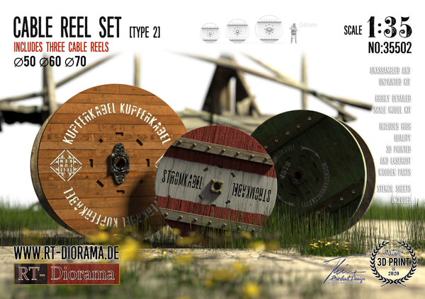 RT DIORAMA 35502 1/35 Cable Reel Set (3pcs. medium) Type 2