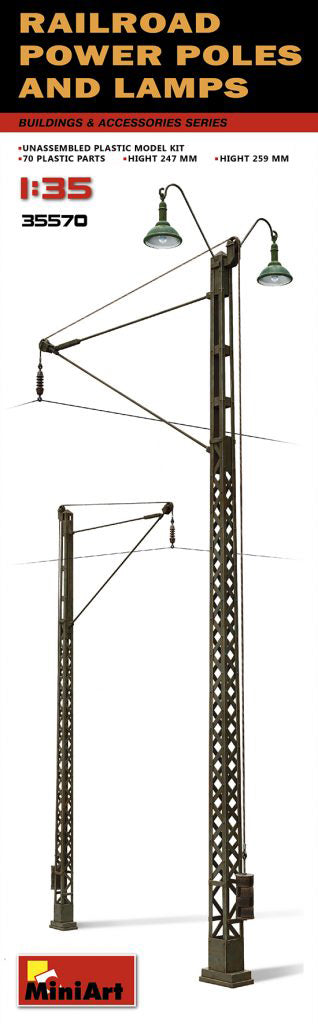 MiniArt 35570 1/35 Railroad Power Poles & Lamps