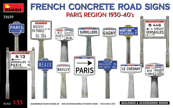 MiniArt 35659 1/35 French Concrete Road Signs - Paris Region (1930-40s)