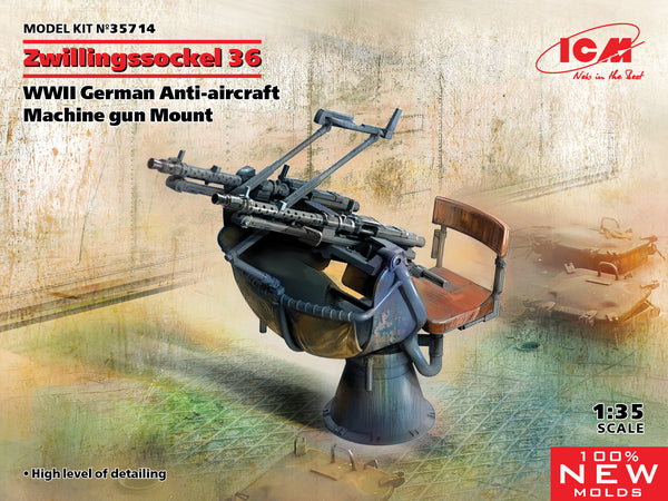 ICM 35714 1/35 Zwillingssockel 36, WWII German Anti-aircraft Machine gun Mount
