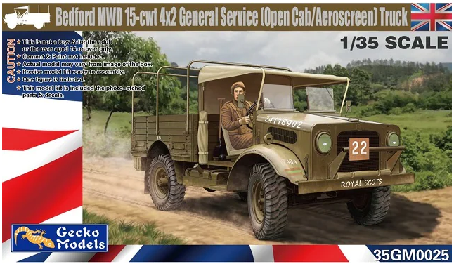 Gecko Models 35GM0025 Bedford MWD 15-cwt 4x2 General Service (Open Cab/Aeroscreen) Truck