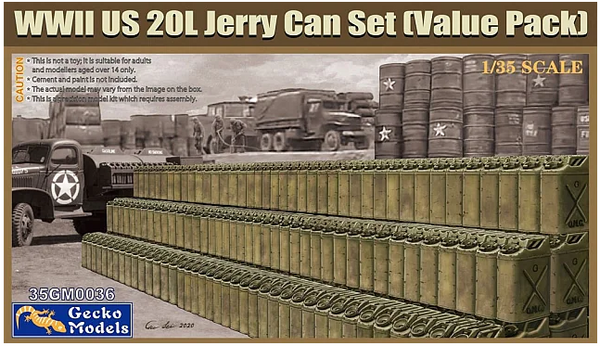 Gecko Models 35GM0036 1/35 WWII US 20L Jerry Can Set (Value Pack)