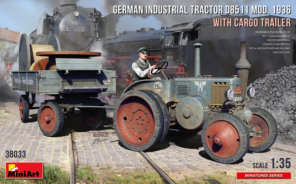 MiniArt 38033 1/35 German Industrial Tractor D8511 MOD. 1936 w/ Cargo Trailer