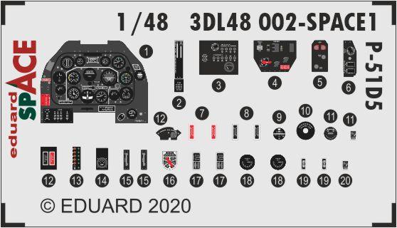 Eduard 3DL48002 1/48 P-51D-5 Mustang Space-3D Decals + Etched Parts
