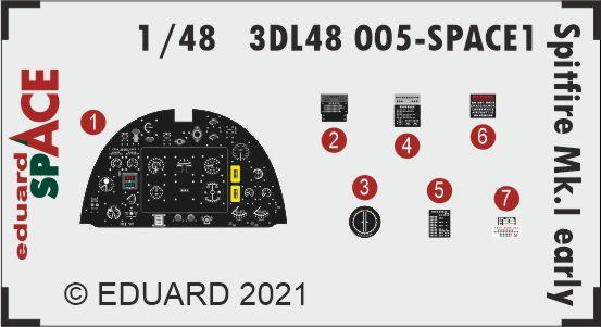 Eduard 3DL48005 1/48 Spitfire Mk.I Early Space-3D Decals + Etched Parts