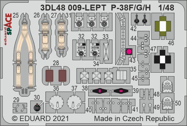 Eduard 3DL48009 1/48 P-38F Lightning Space-3D Decals + Etched Parts