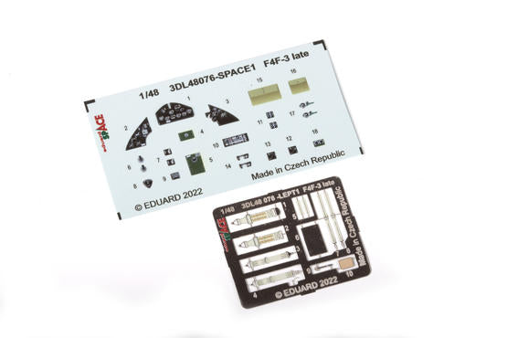 Eduard 3DL48076 1/48 Grumman F4F-3 Late Wildcat Space 3D Decals + Etched Parts