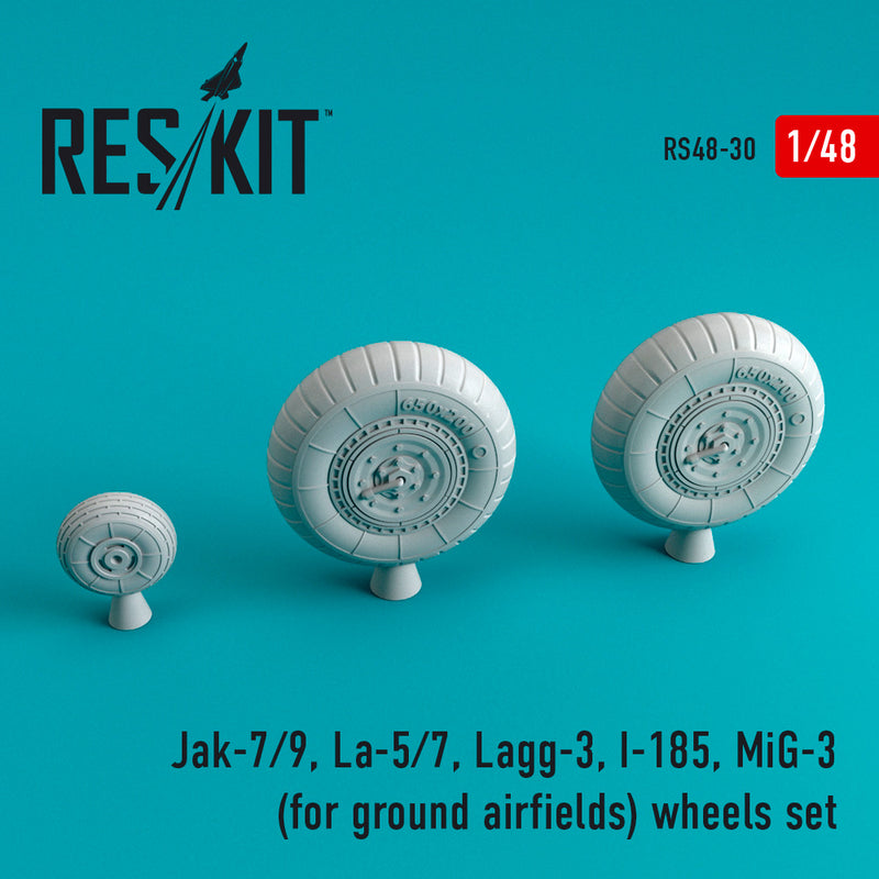 1/48 Res/Kit 480030 Jak-7/9, La-5/7, Lagg-3, I-185, Mig-3 for Ground Airfields Wheel Set