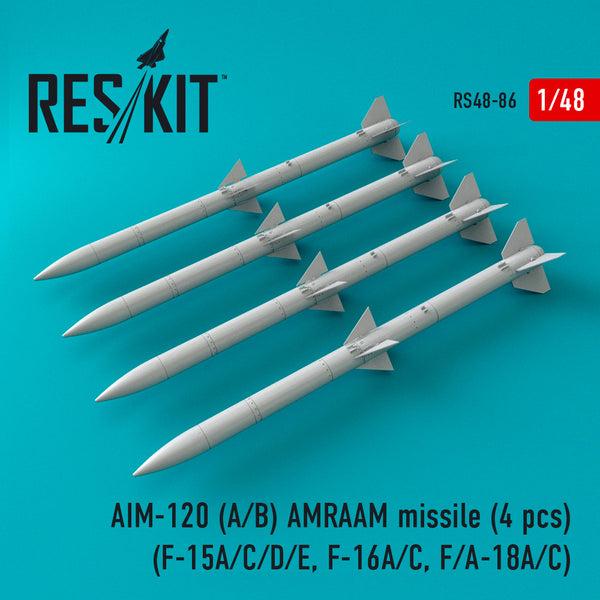 Res/Kit 1/48 480086 AIM-120 (A/B) AMRAAM Missle (4 pcs)
