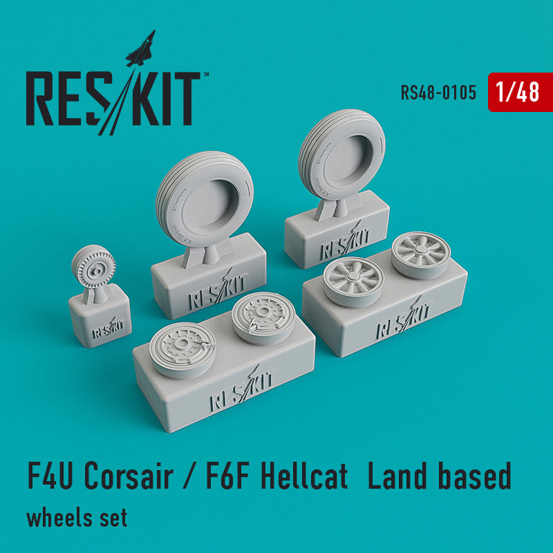 1/48 Res/Kit 480105 F4U Corsair / F6F Land Based Wheel Set
