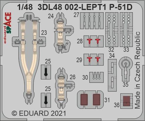 Eduard 3DL48002 1/48 P-51D-5 Mustang Space-3D Decals + Etched Parts