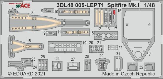 Eduard 3DL48005 1/48 Spitfire Mk.I Early Space-3D Decals + Etched Parts