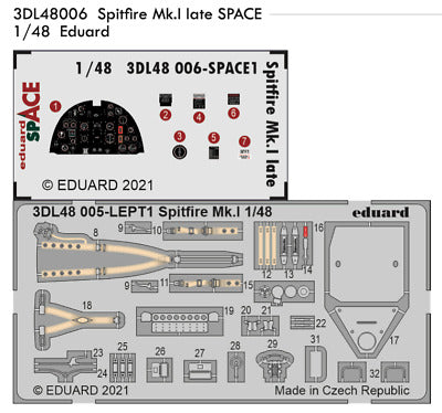Eduard 3DL48006 1/48 Spitfire Mk.I Late Space-3D Decals + Etched Parts