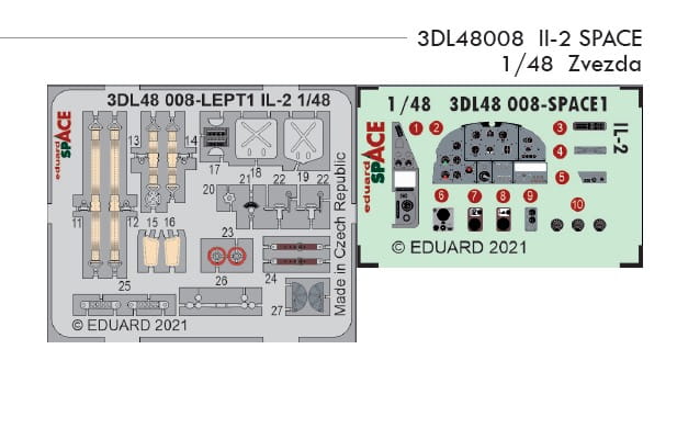 Eduard 3DL48008 1/48 II-2 Stormovik Space-3D Decals + Etched Parts