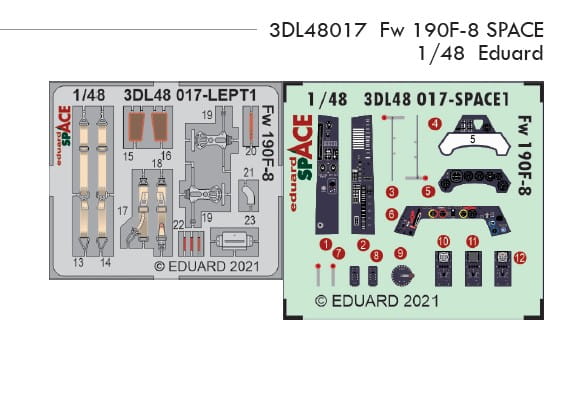Eduard 3DL48017 1/48 Focke-Wulf Fw-190F-8 Space-3D Decals + Etched Parts