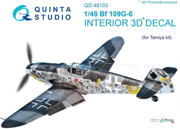Quinta Studio 48103 1/48 Bf 109G-6 3D-Printed & Colored Interior on Decal Paper (for Tamiya kit)