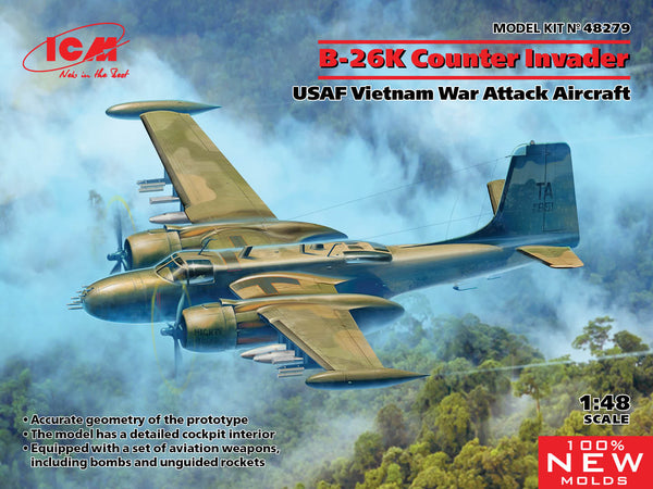 ICM 48279 1/48 B-26K Counter Invader, USAF Vietnam War Attack Aircraft
