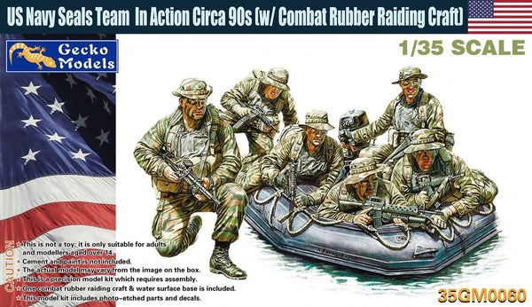 Gecko Models 35GM0060 1/35 US Navy Seals Team In Action Circa 90s (w/ Combat Rubber Raiding Craft)