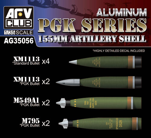 AFV Club AG35056 1/35 Aluminum 155mm artillery shell PGK series
