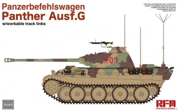Rye Field Model 5089 1/35 Panzerbefehlswagen Panther Ausf.G w/Workable Track Links