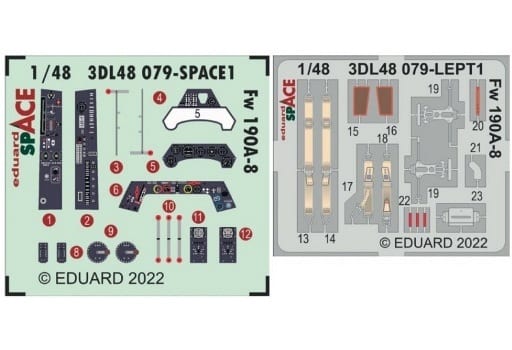 Eduard 3DL48079 1/48 Fw190A-8 Space 3D Decals + Etched Parts