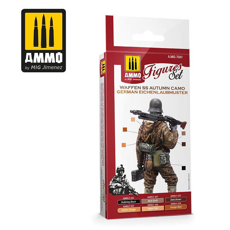 AMMO by Mig 7041 WAFFEN SS Autumn Camo. German Einchenlaubmuster Paint Set