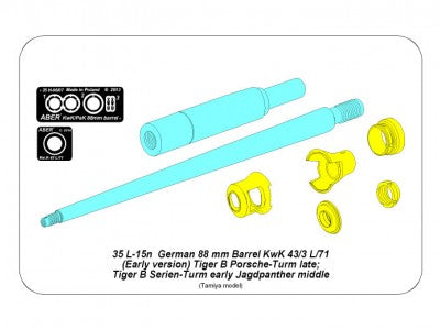 ABER 35L015N 1/35 88mm Kwk 43/3 L/71(Early) for German Tiger B Porsche- Late, Tiger B Serien Early, Jagdpanther Middle