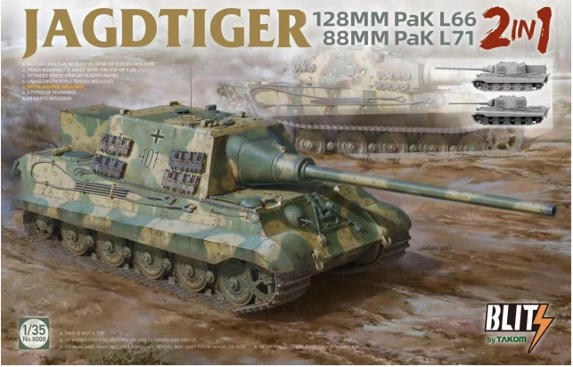 Takom Blitz 8008 1/35 Jagdtiger 128mm PaK L66 & 88mm PaK L71 (2 in 1)