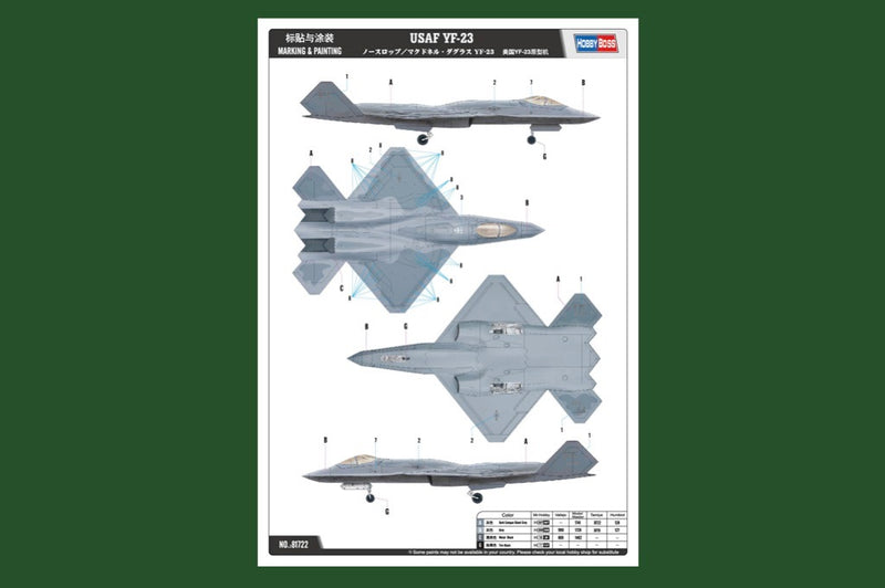 Hobby Boss 81722 1/48 YF-23 Prototype