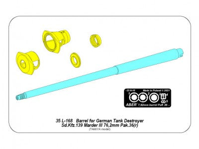 ABER 35L168 1/35 Barrel 76. 2mm Pak 36(r) for German Tank Destroyer Marder III (Sd.Kfz.139