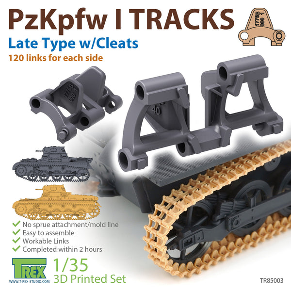 T-Rex 85003 1/35 PzKpfw.I Tracks Late Type w/Cleats for Ausf.A/B