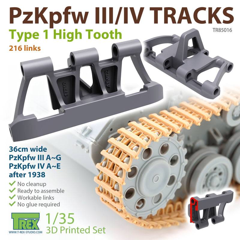T-Rex 85016 1/35 PzKpfw.III/IV Tracks Type 1 High Tooth