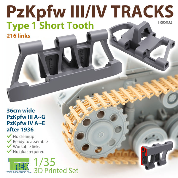 T-Rex 85032 1/35 PzKpfw III/IV Tracks Type 1 Short Tooth