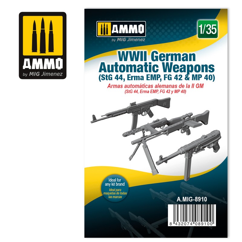 AMMO by Mig 8910 1/35 WW2 German Automatic Weapons (Stg 44, Erma EMP, FG42 & MP40)
