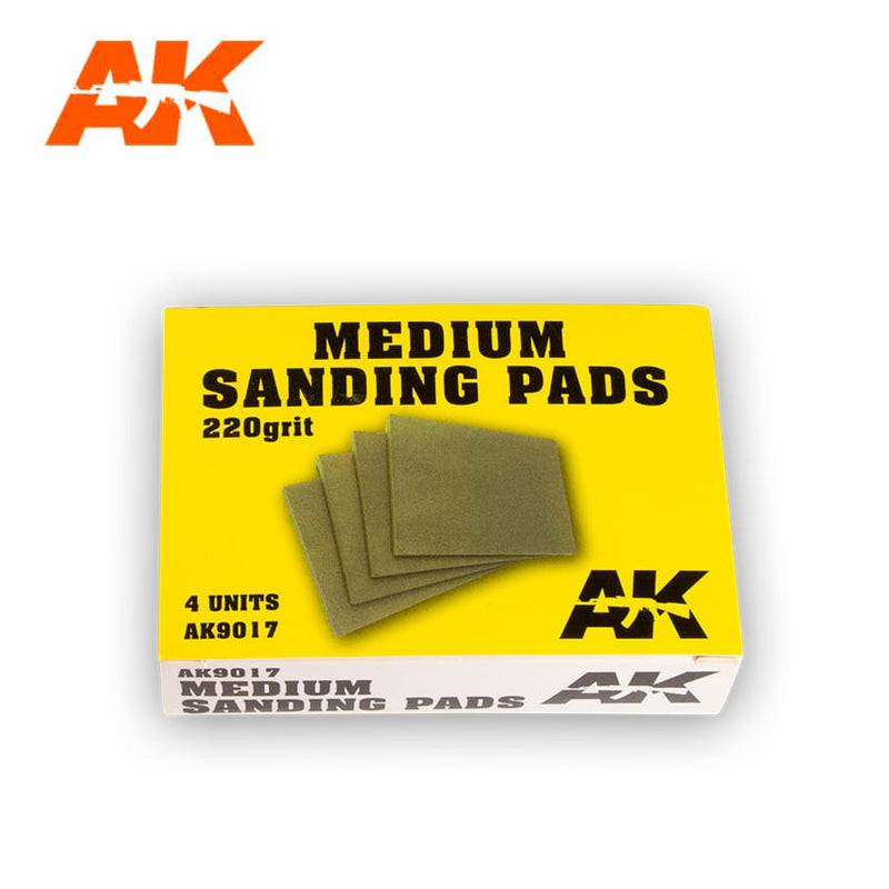 AK Interactive 9017 Medium Sanding Pads - 220 Grit - 4 Units