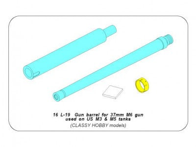 ABER 16L19 1/16 Gun Barrel for 37mm M6 Gun Used on US M3, M5 Tanks