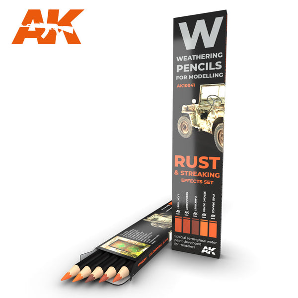 AK Interactive 10041 Rust & Streaking Weathering Pencil Set