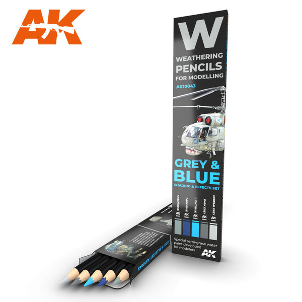 AK Interactive 10043 GREY & BLUE Weathering Pencil Set