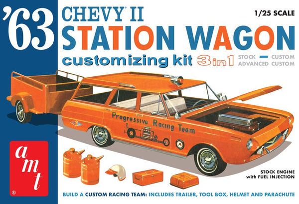 AMT 1201 1/25 1963 Chevy II Station Wagon + trailer